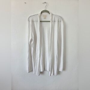 Cynthia Rowley Linen Blend Duster Cardigan Sweater White Lightweight Coastal XL